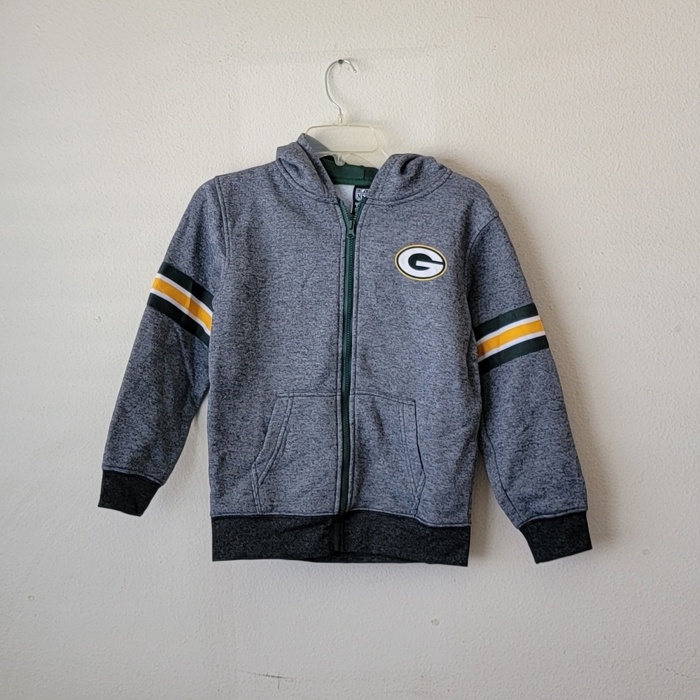 Nfl Apparel Green Bay Packers Gray Zip-Up Jacket with‎ Logo